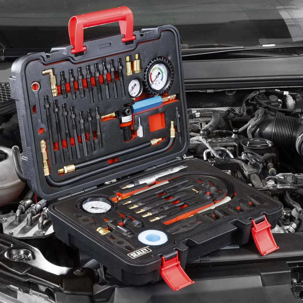 Sealey Diesel/Petrol Master Compression & Leakage Test Kit 46pc White Rose Tools