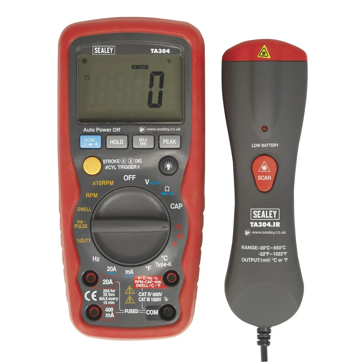 Sealey Digital Automotive Analyser 15-Function with Inductive Coupler/Infrared Temperature Probe