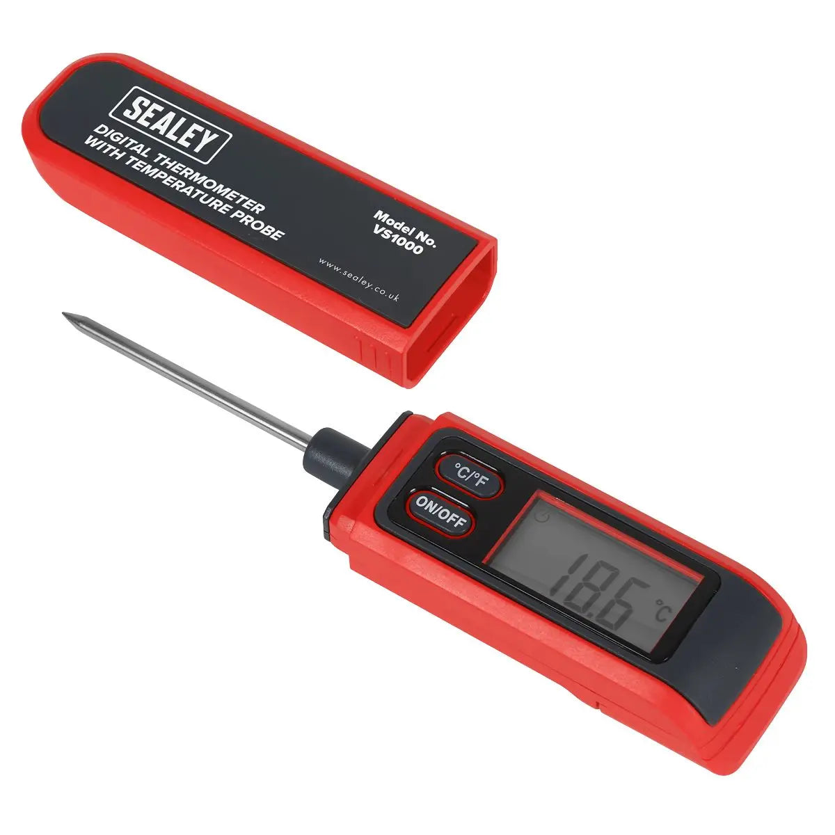 Sealey Digital Thermometer with Temperature Probe  White Rose Tools