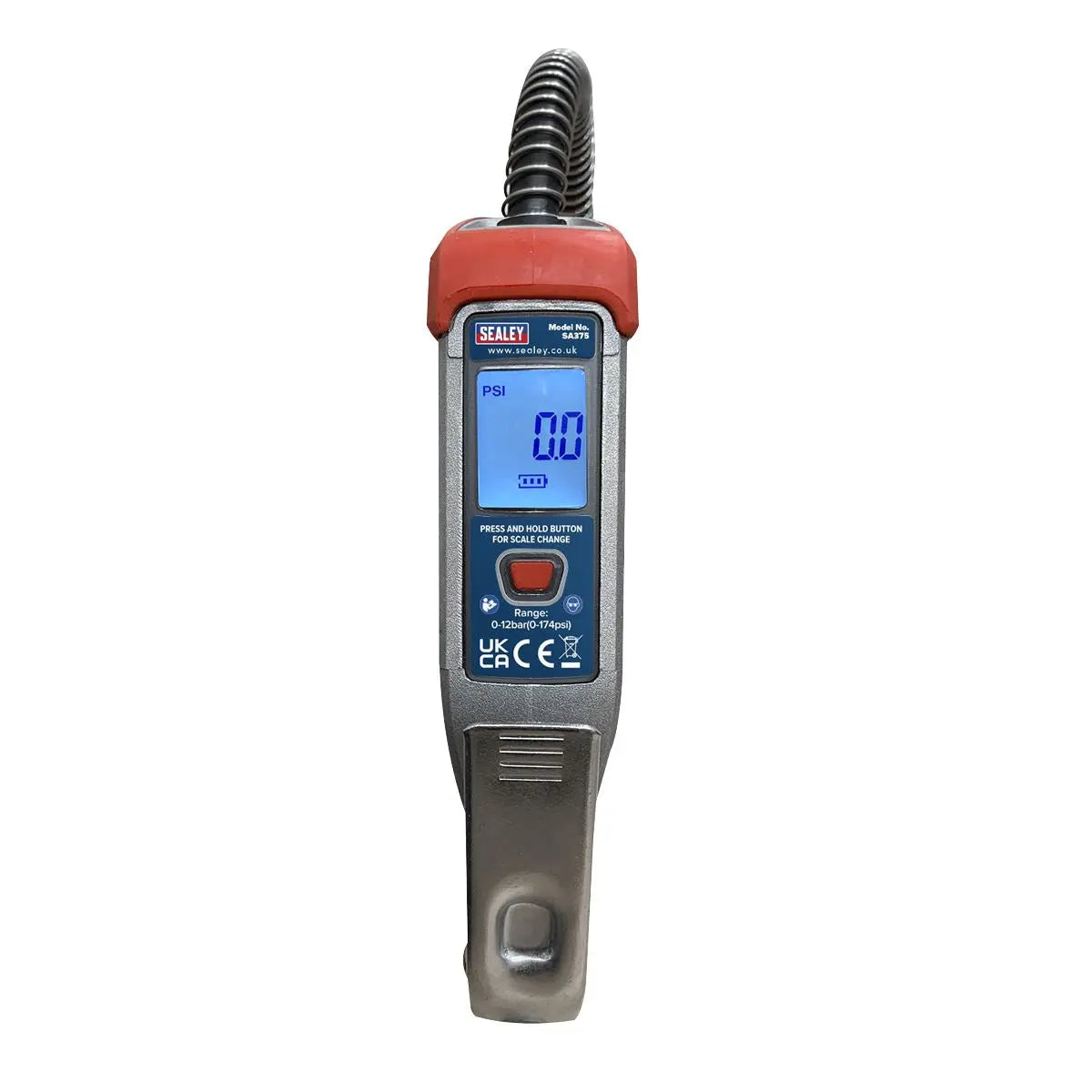 Sealey Digital Tyre Inflator 2.7m Hose with Clip-On Connector