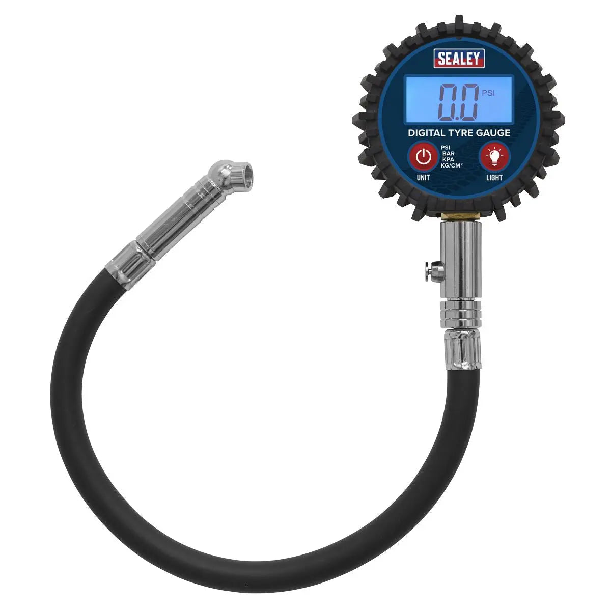 Sealey Digital Tyre Pressure Gauge with Push-On Connector