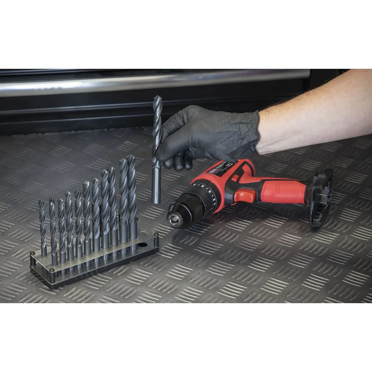 Sealey Drill Bit Stand Storage Organiser Metric Tool 1-13mm Stainless Steel  White Rose Tools