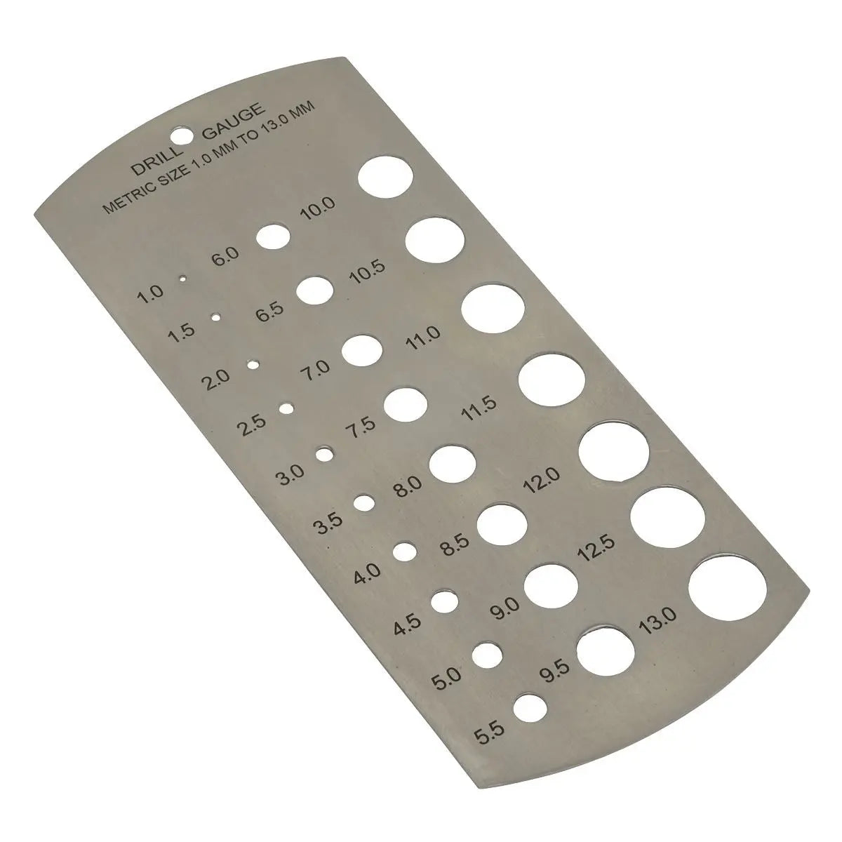 Sealey Drill Gauge Metric 1-13mm Stainless Steel Size Guide