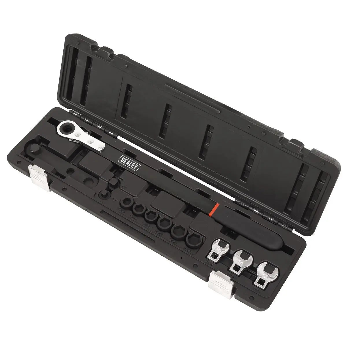 Sealey Extended Reach Ratchet Action Auxiliary Belt Tension Tool Kit  White Rose Tools