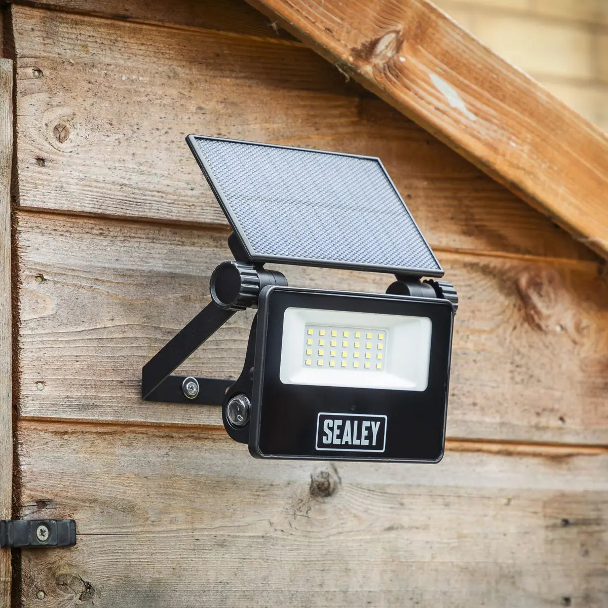 Sealey Extra-Slim Solar Floodlight with Wall Bracket 20W SMD LED White Rose Tools