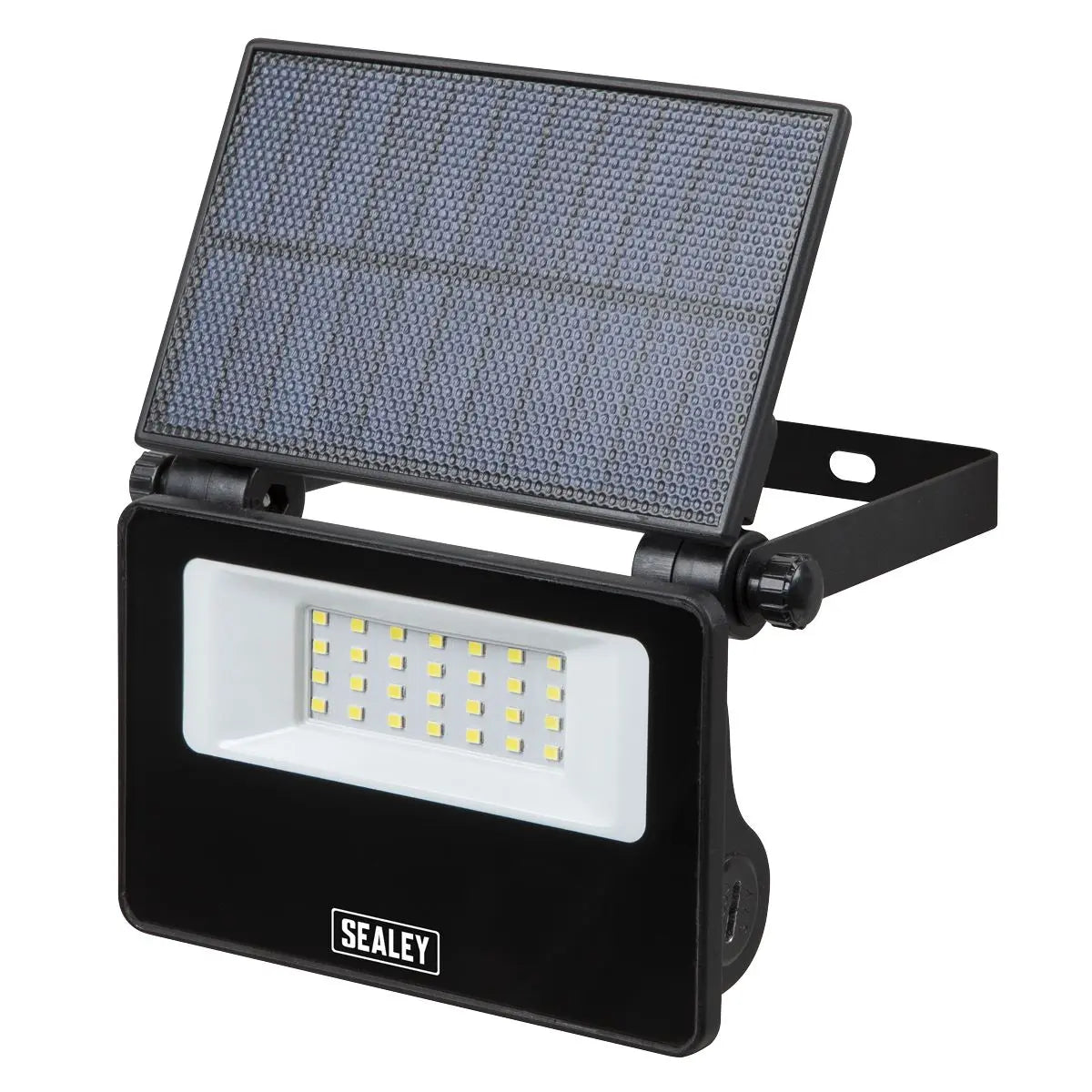 Sealey Extra-Slim Solar Floodlight with Wall Bracket 20W SMD LED White Rose Tools