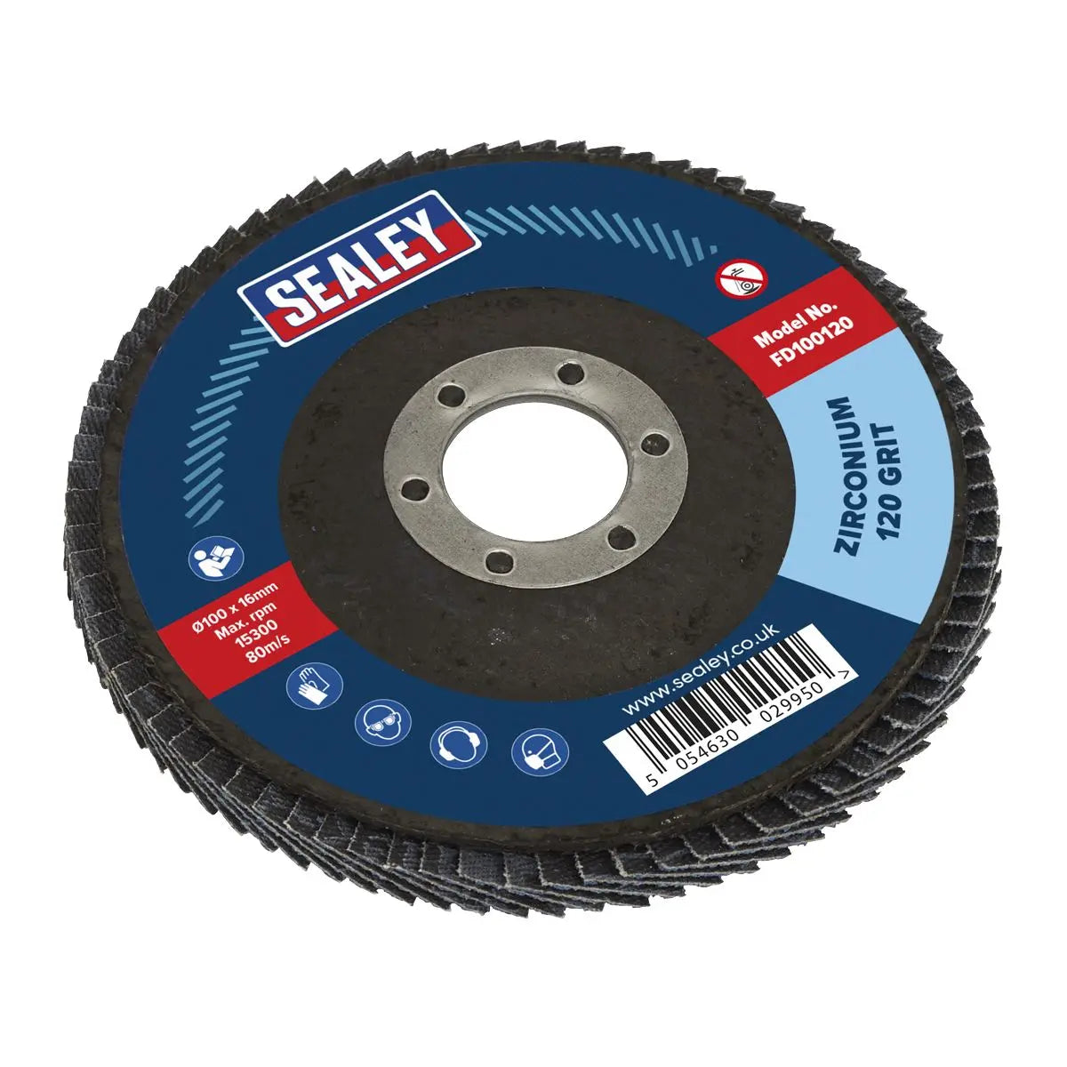 Sealey Flap Disc Zirconium Ø100mm Ø16mm Bore 120Grit