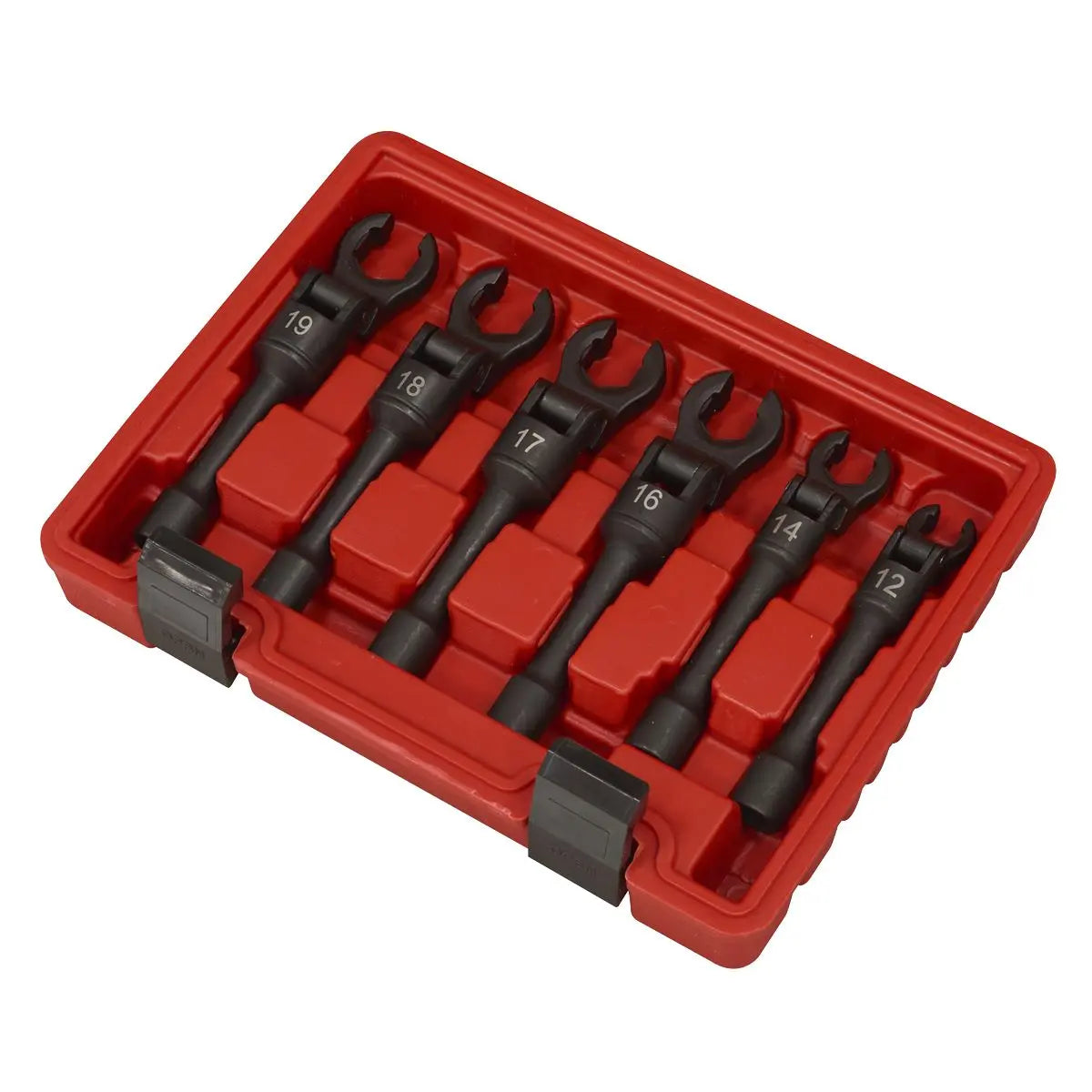 Sealey Flexi-Head Flare Nut Diesel Injection Wrench Set 6pc 3/8"Sq Drive  White Rose Tools