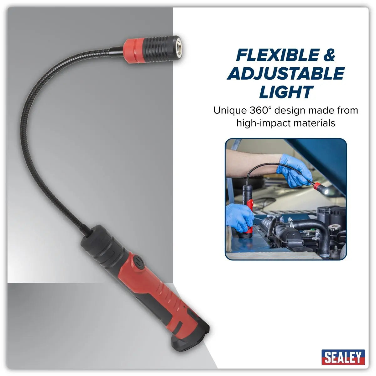 Sealey Flexi Rechargeable Magnetic Pick-Up Tool Light 3W SMD LED White Rose Tools