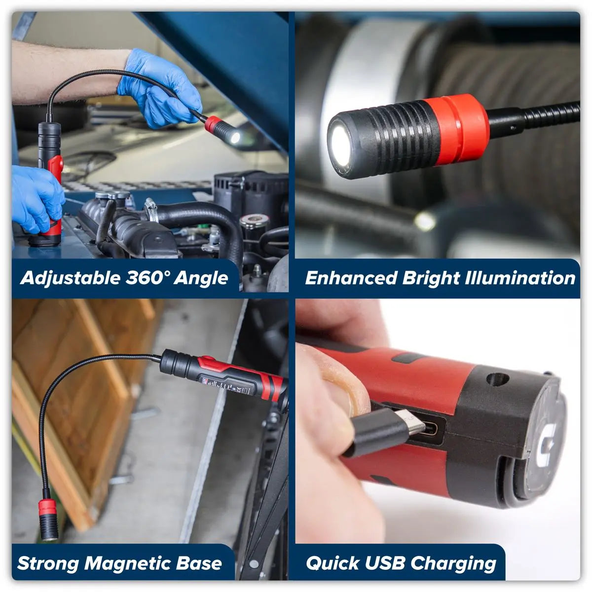 Sealey Flexi Rechargeable Magnetic Pick-Up Tool Light 3W SMD LED White Rose Tools