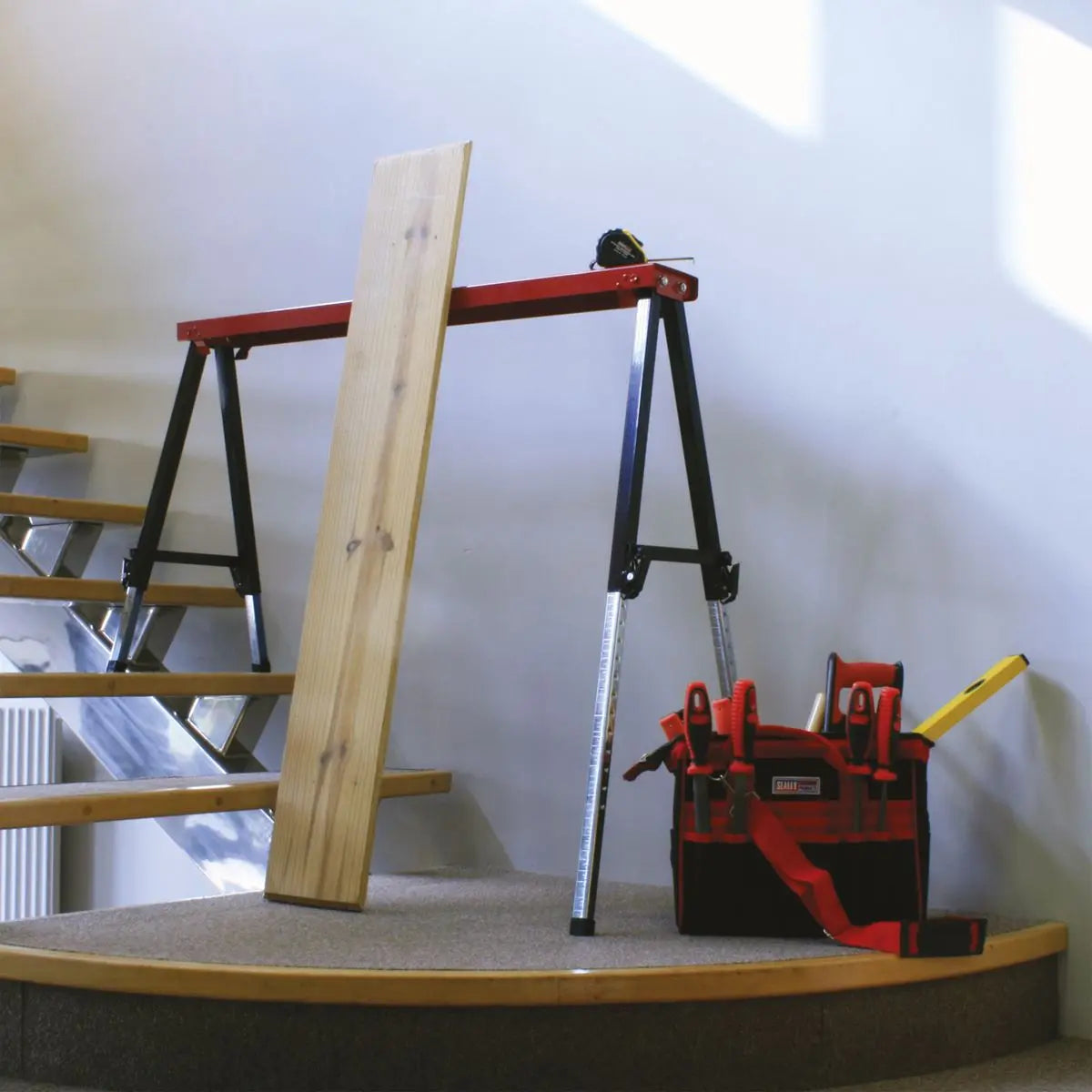 Sealey Fold Down Trestle with Adjustable Legs - Pair White Rose Tools