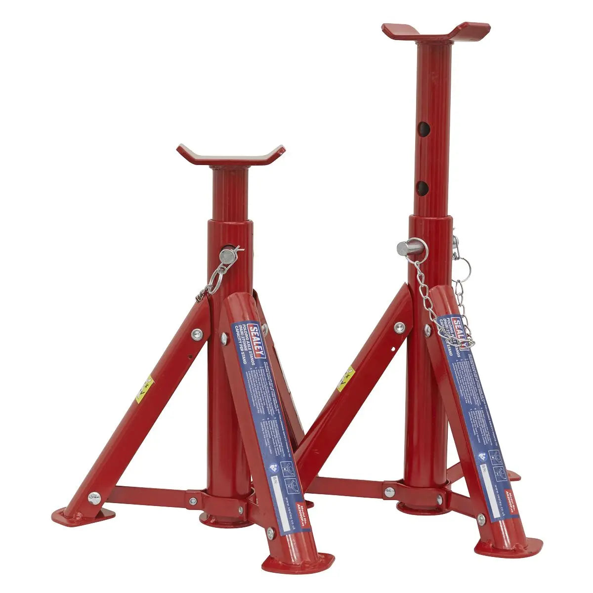 Sealey Folding Type Axle Stands (Pair) 2 Tonne Capacity per Stand White Rose Tools