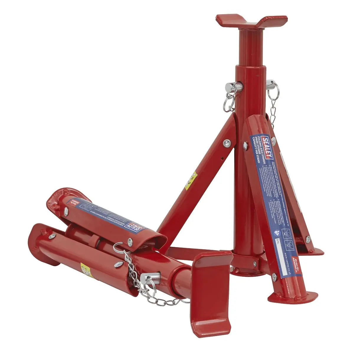 Sealey Folding Type Axle Stands (Pair) 2 Tonne Capacity per Stand White Rose Tools