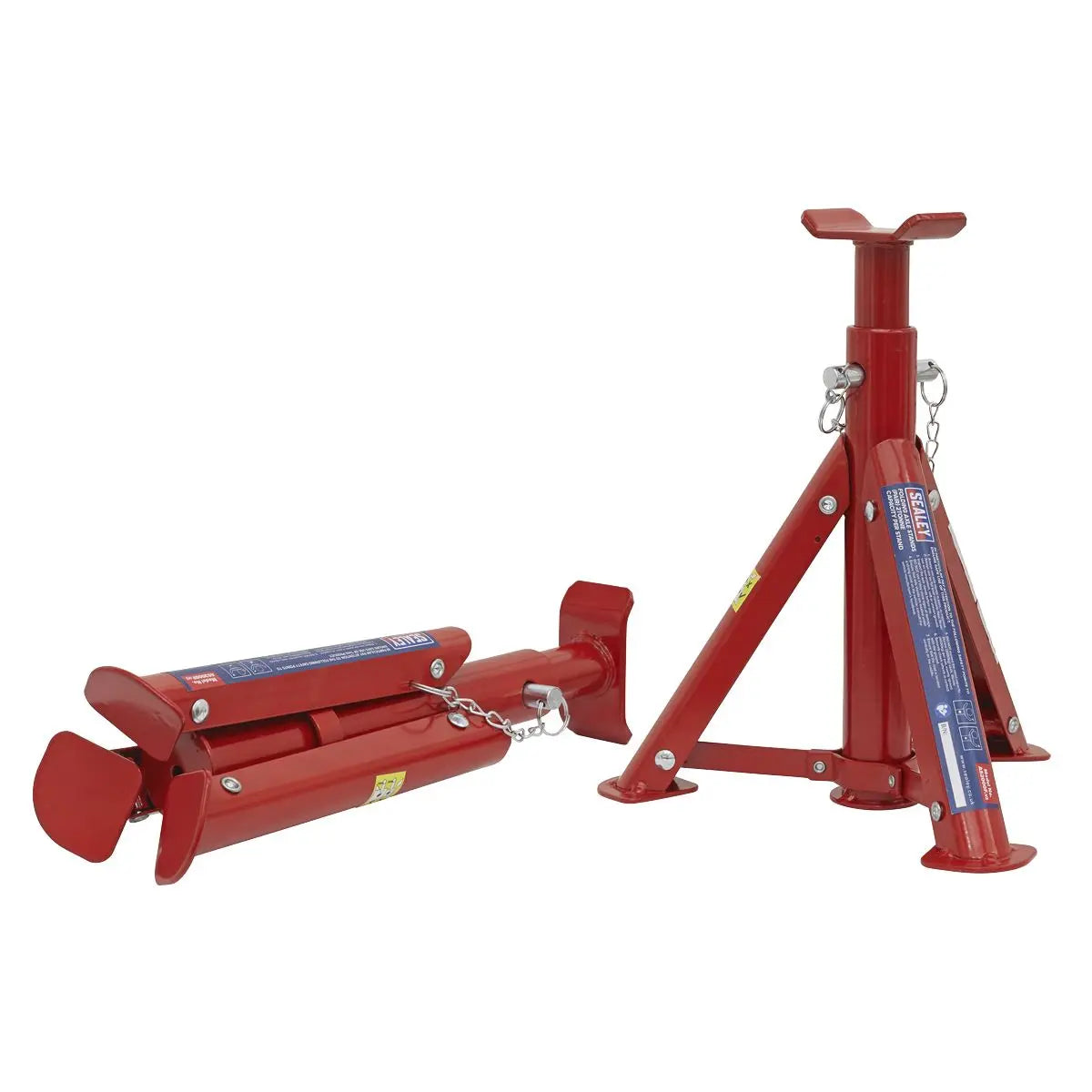 Sealey Folding Type Axle Stands (Pair) 2 Tonne Capacity per Stand White Rose Tools