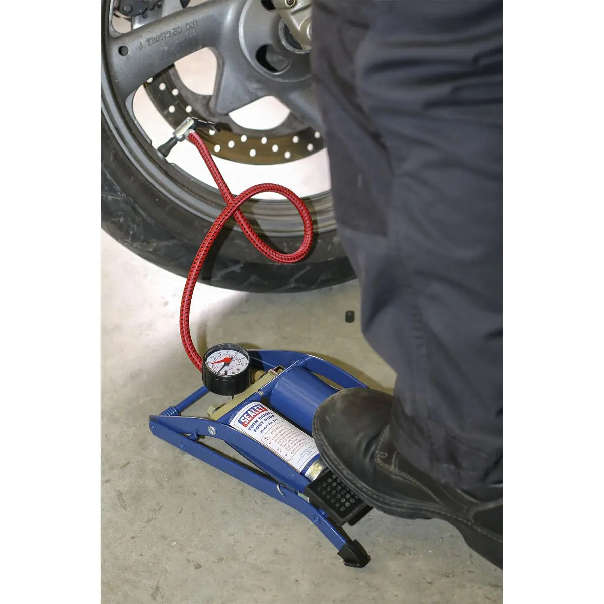 Sealey Foot Pump Twin Barrel