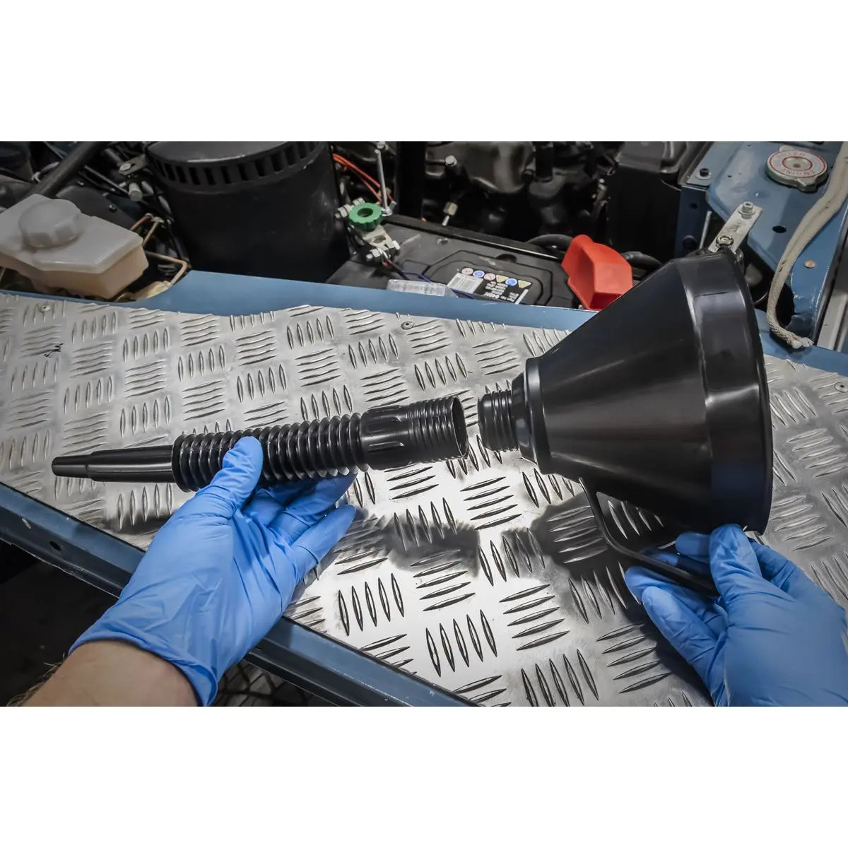 Sealey Funnel with Flexible Spout & Filter Ø160mm