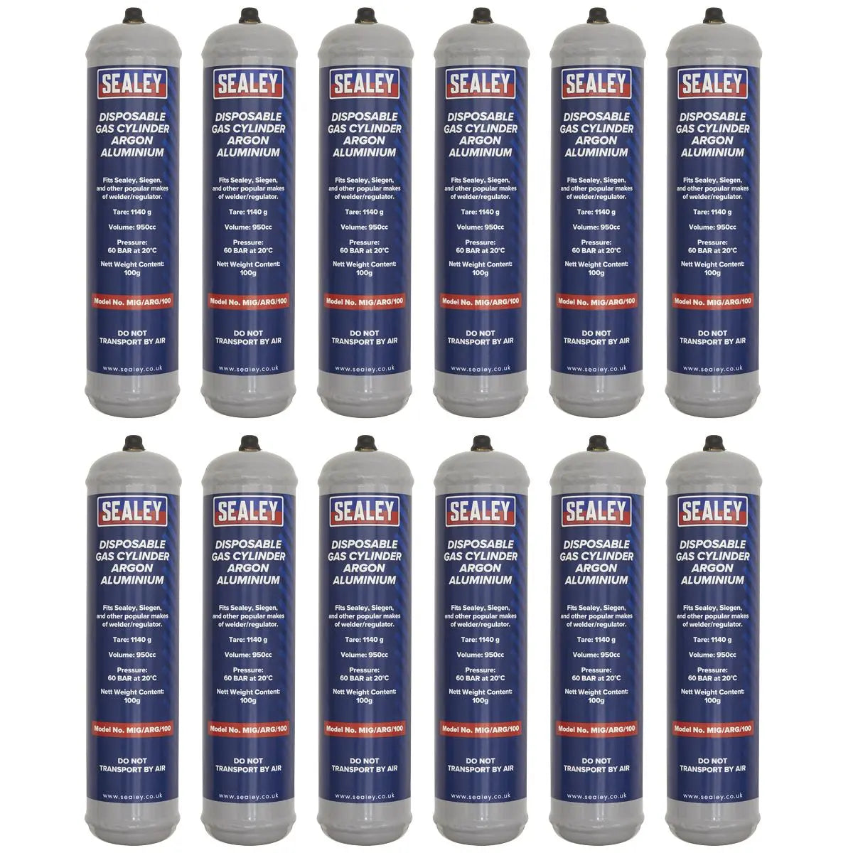 Sealey Gas Cylinder Disposable Argon 100g - Box of 12