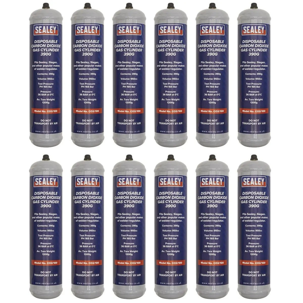 Sealey Gas Cylinder Disposable Carbon Dioxide 390g - Box of 12