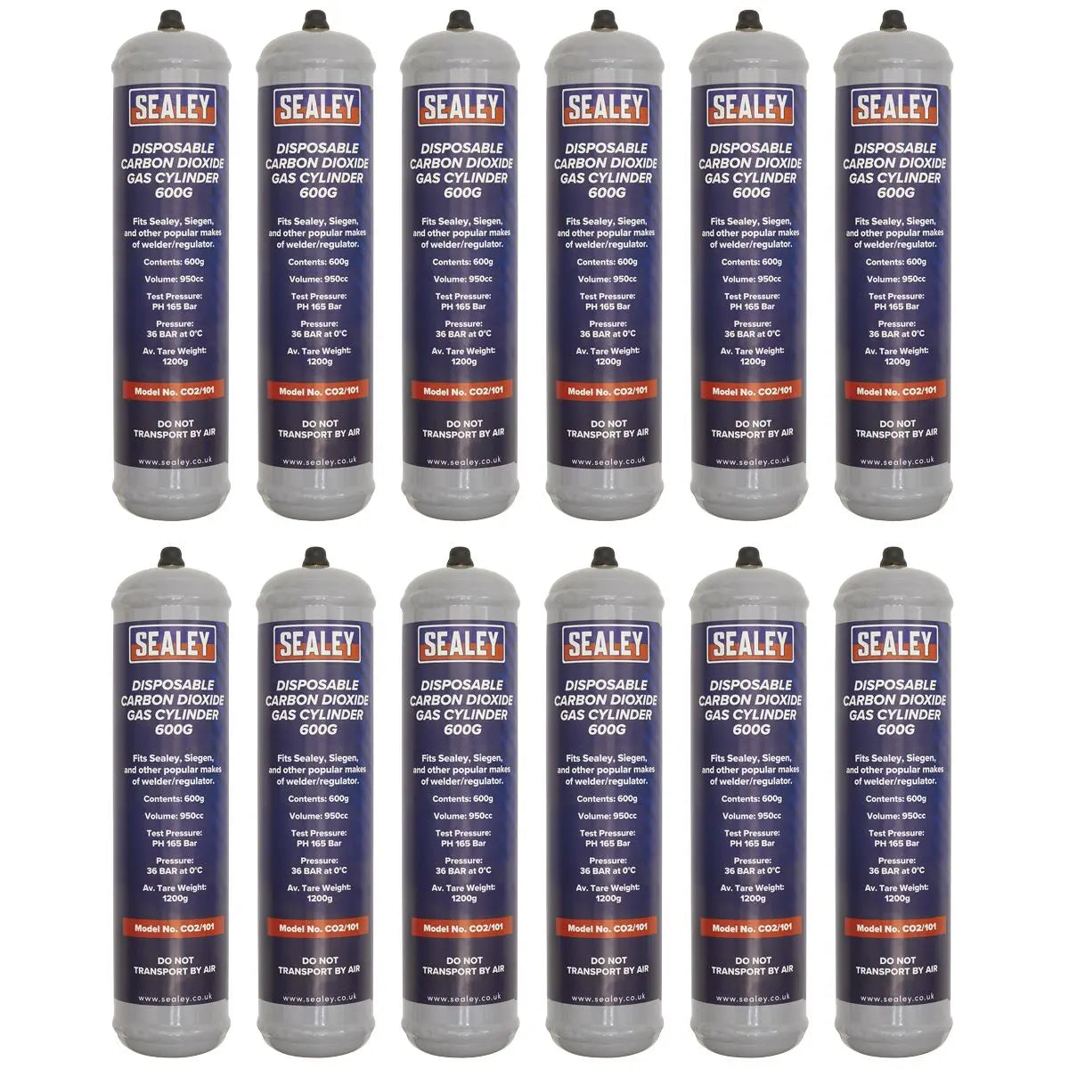 Sealey Gas Cylinder Disposable Carbon Dioxide 600g - Box of 12