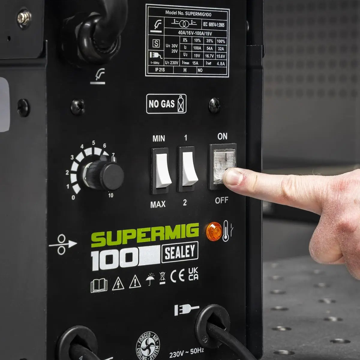 Sealey Gasless MIG Welder 100A 230V SUPERMIG100 Welding Flux Core Wire White Rose Tools