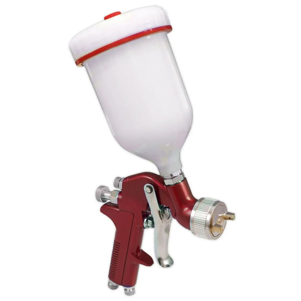 Sealey Gravity Feed Spray Gun 1.4mm Set Up 600ml Paint Pot Vehicle Car Red