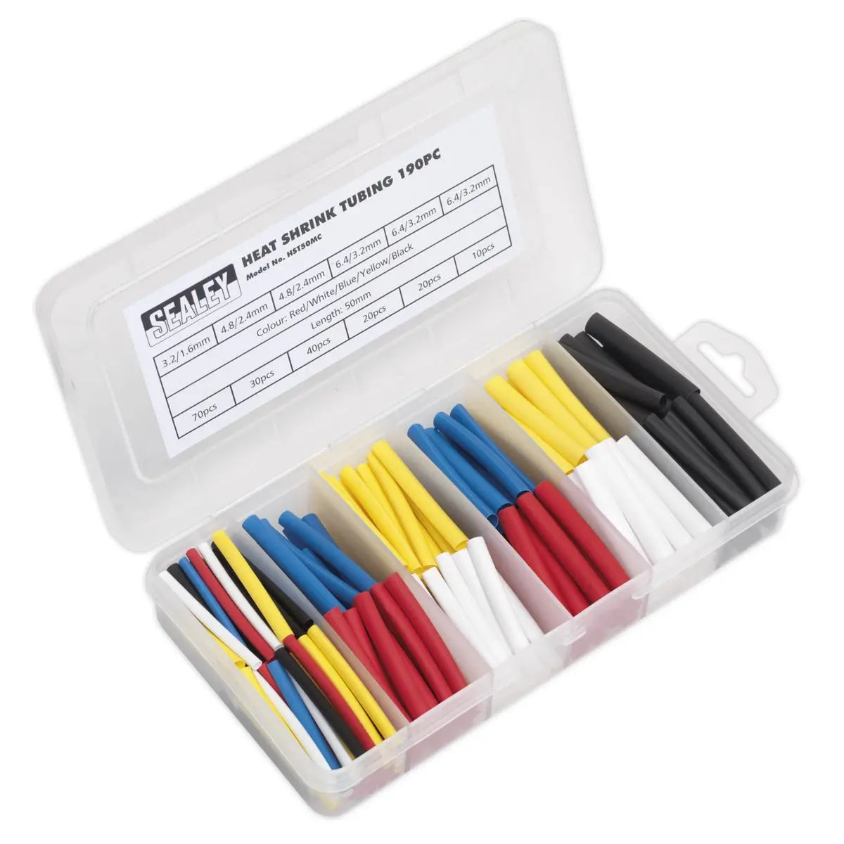 Sealey Heat Shrink Tubing Assortment 190pc 50mm Mixed Colours