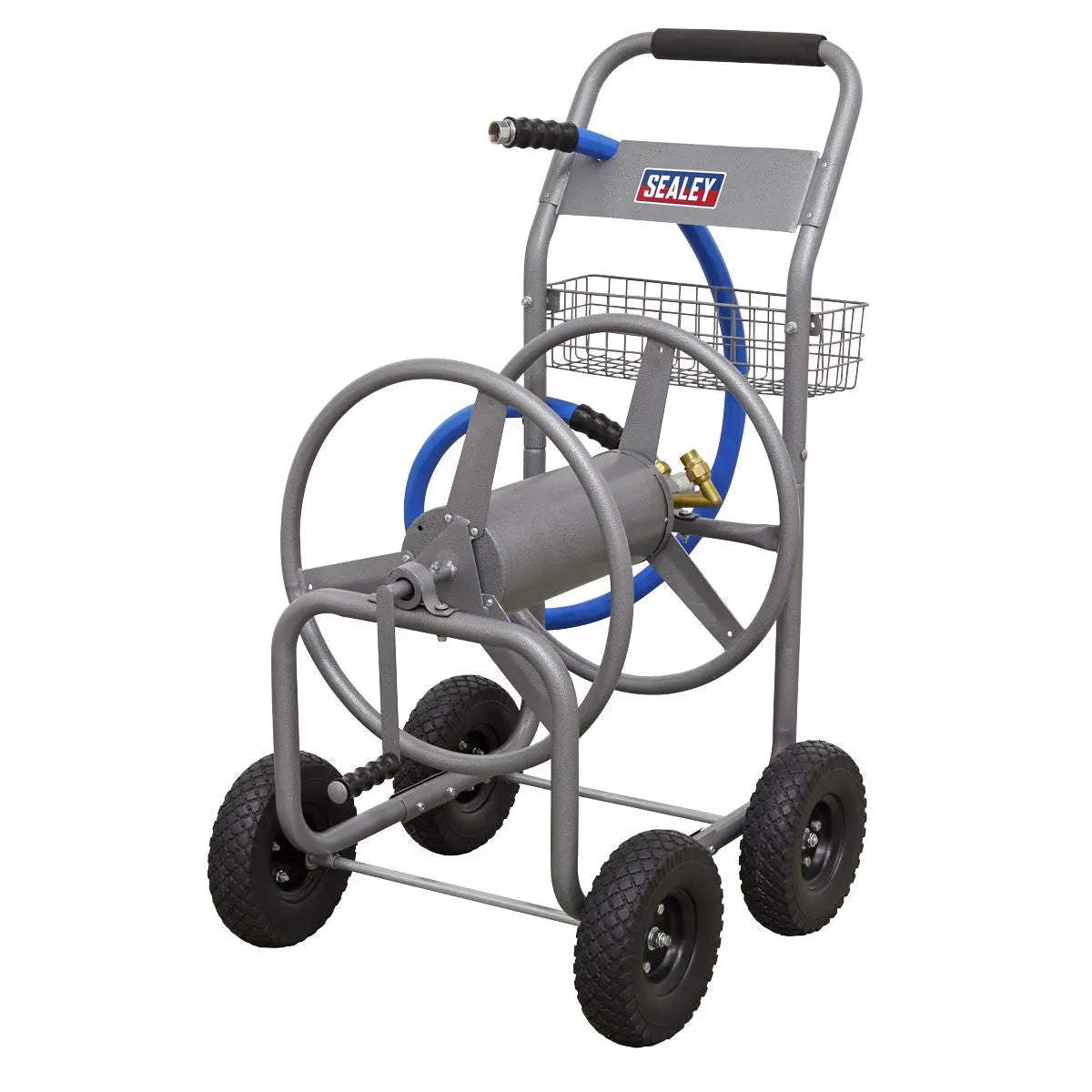 Sealey Heavy-Duty Hose Reel Cart with 50m Heavy-Duty Ø19mm Hot & Cold Rubber Water Hose