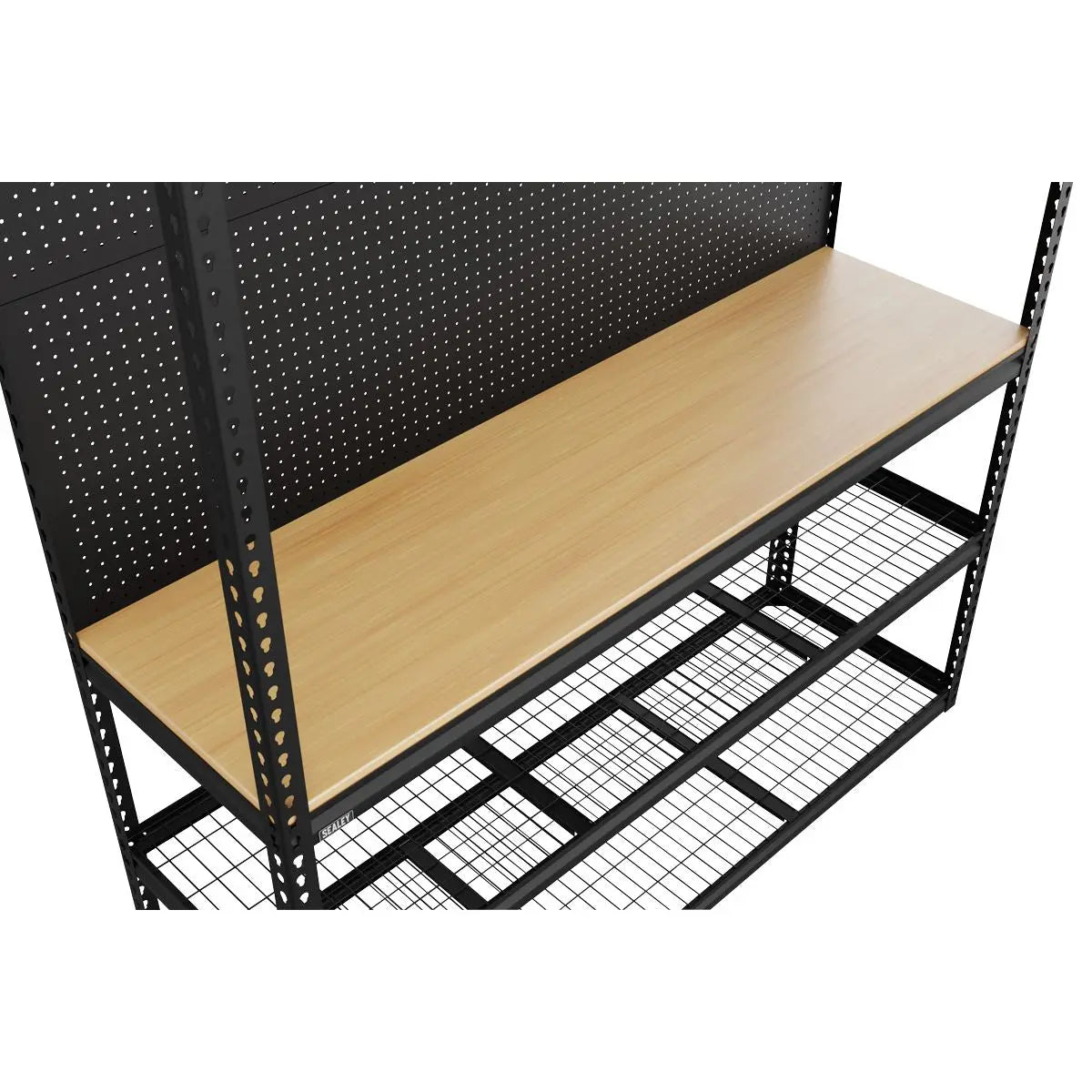 Sealey Heavy-Duty Modular Workbench with Racking & Pegboard 300kg Capacity Per Level 1820mm White Rose Tools