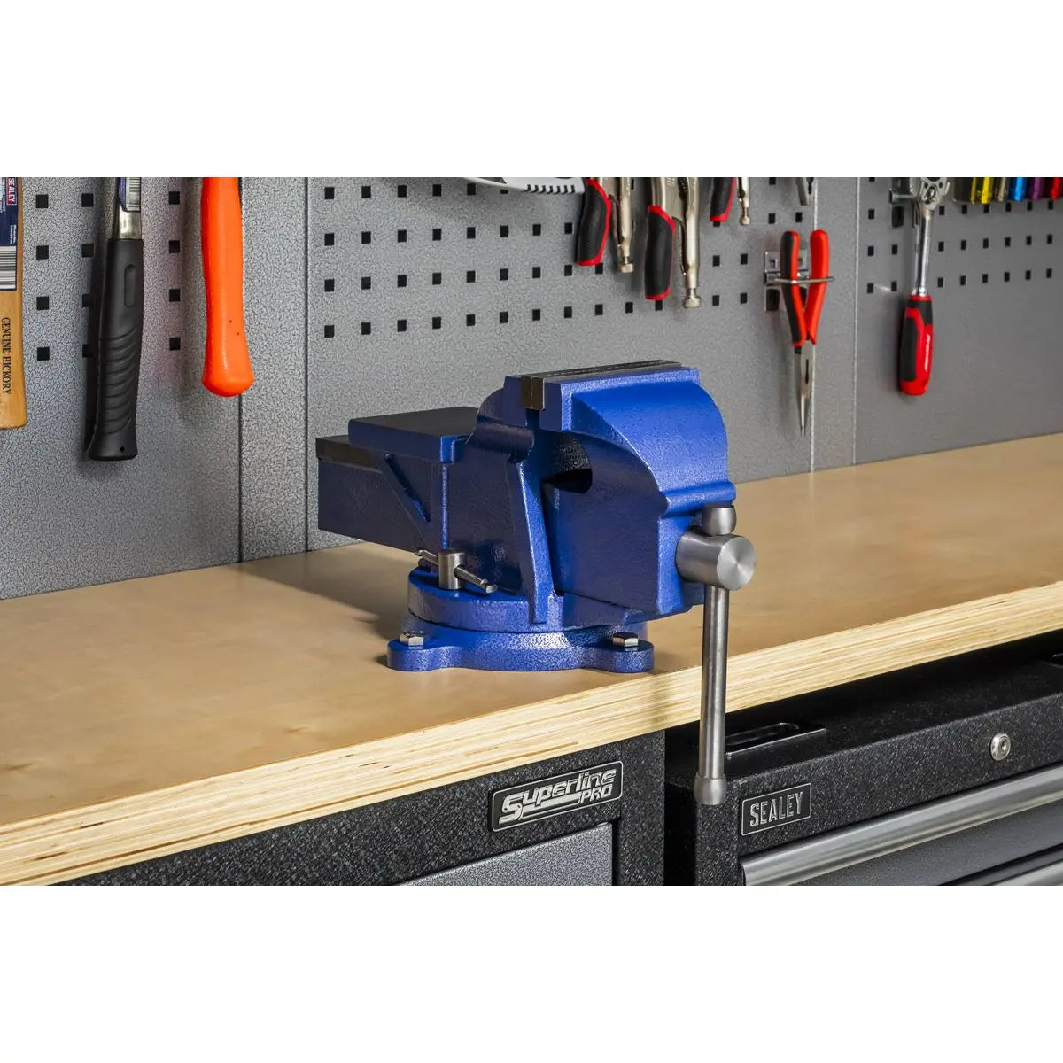 Sealey Heavy-Duty Professional Vice with Swivel Base 125mm White Rose Tools