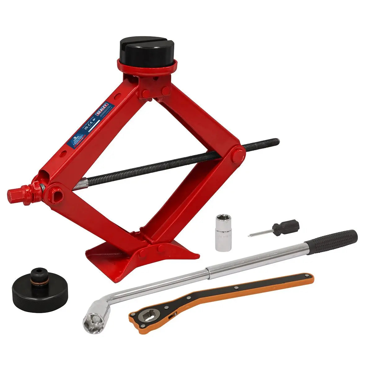 Sealey Heavy-Duty Scissor Jack Kit for Electric Vehicles 2 Tonne White Rose Tools