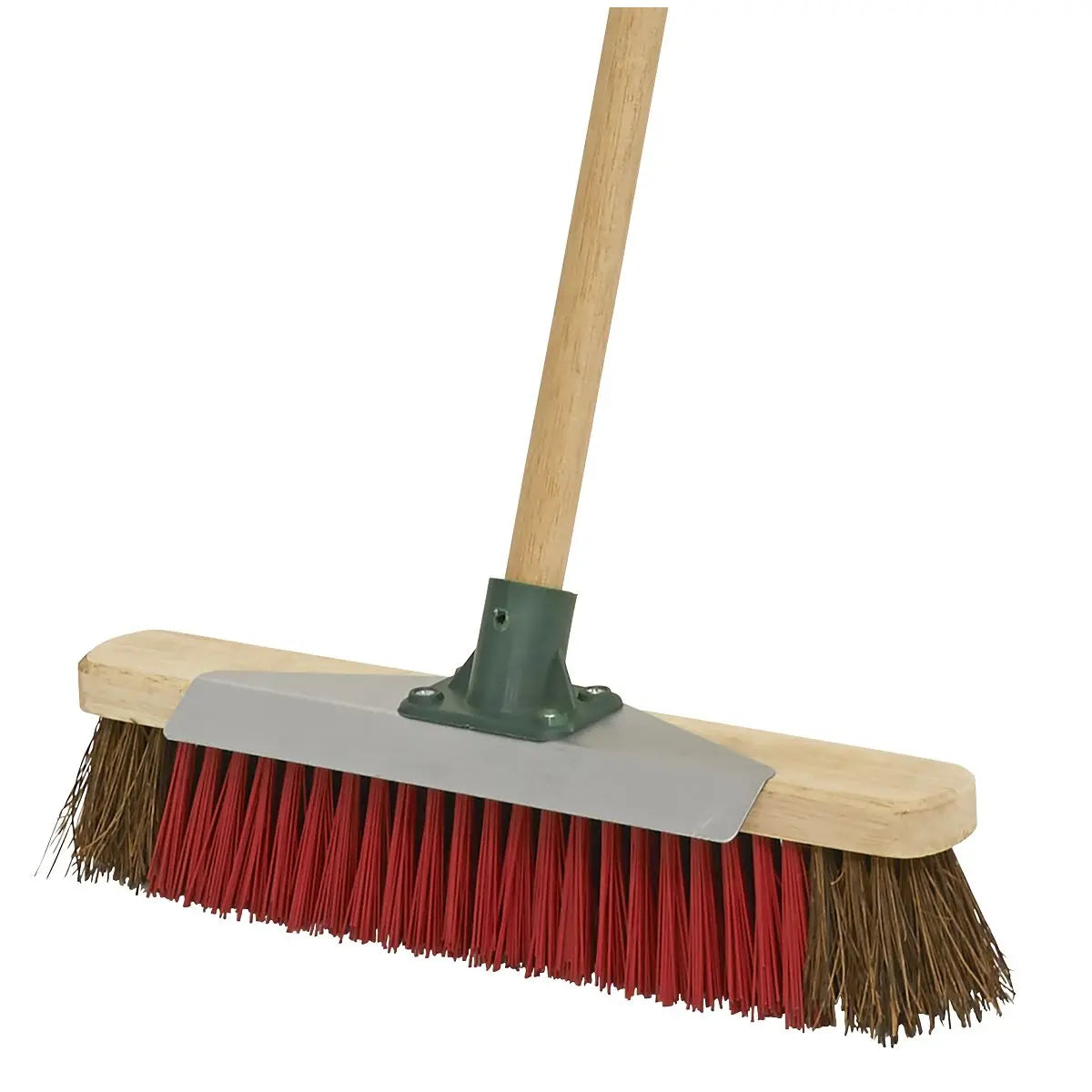 Sealey Heavy-Duty Stiff/Hard Bristle Broom with Scraper 16"(405mm)
