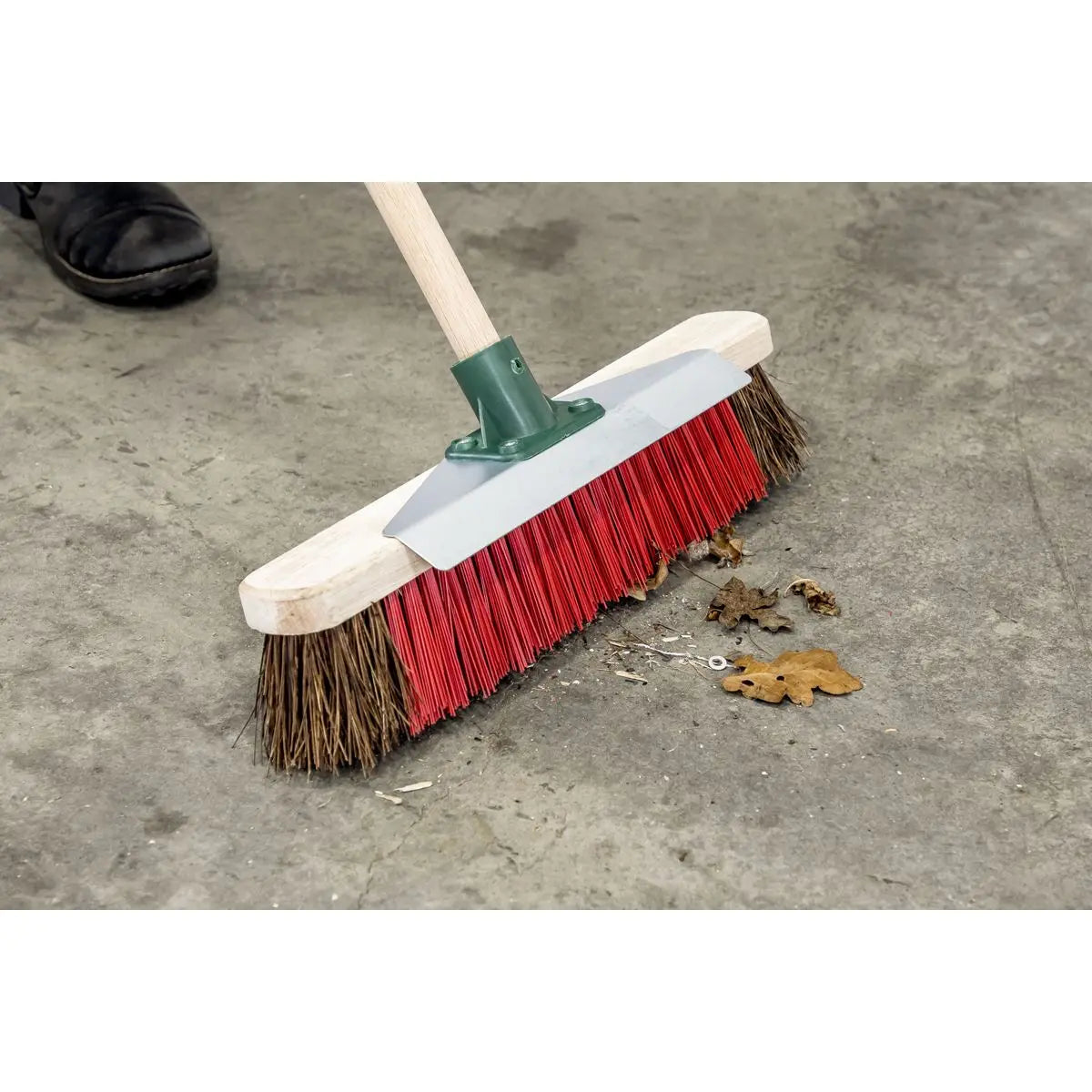 Sealey Heavy-Duty Stiff/Hard Bristle Broom with Scraper 16"(405mm)