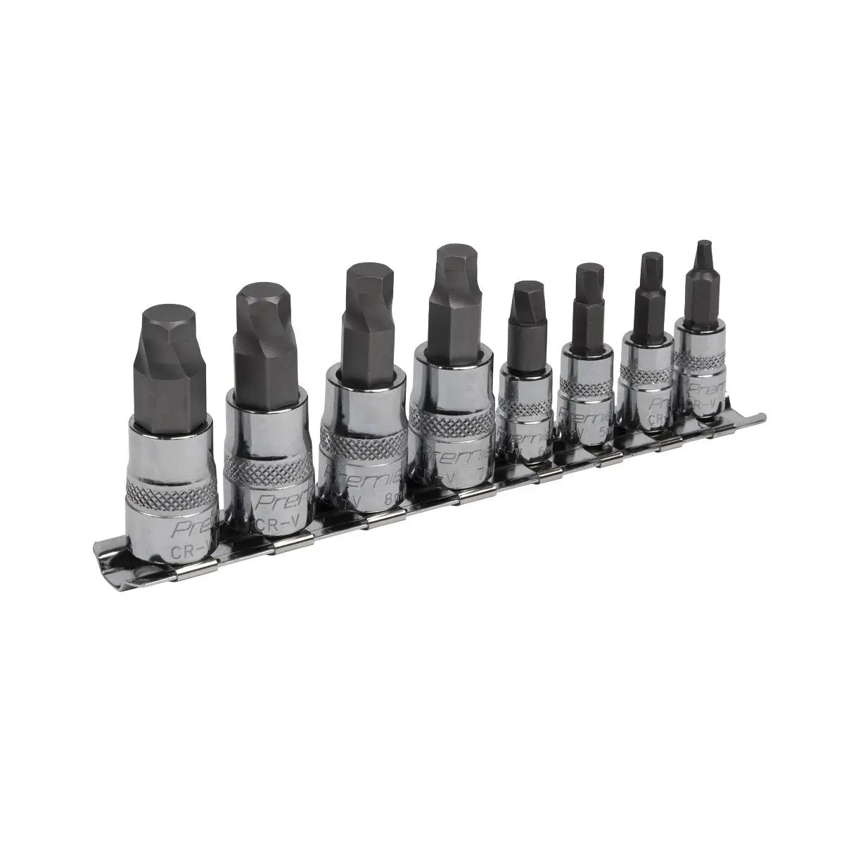 Sealey Hex Socket Bit Set Lock On 8 Piece 1/4" 3/8" Drive 3mm-10mm Metric Premier