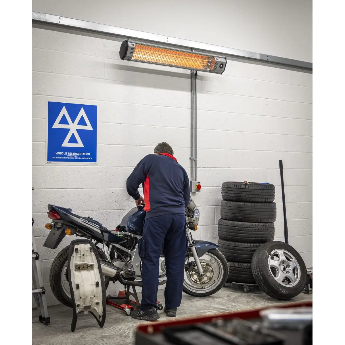 Sealey High Efficiency Wall Mounting Infrared Short Wave Heater 6000W  White Rose Tools