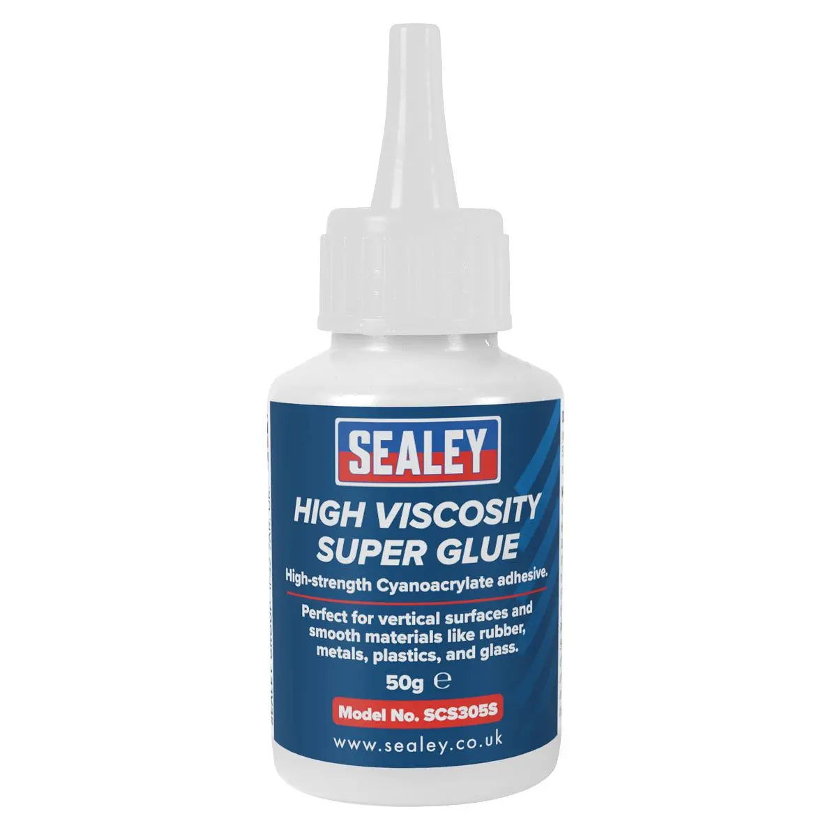 Sealey High Viscosity Super Glue - Cyanoacrylate Adhesive, Fast-Bonding Formula - 50g - Clear White Rose Tools
