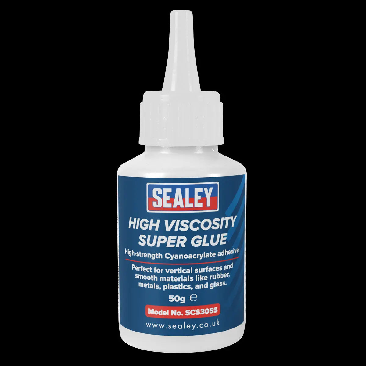 Sealey High Viscosity Super Glue - Cyanoacrylate Adhesive, Fast-Bonding Formula - 50g - Clear White Rose Tools