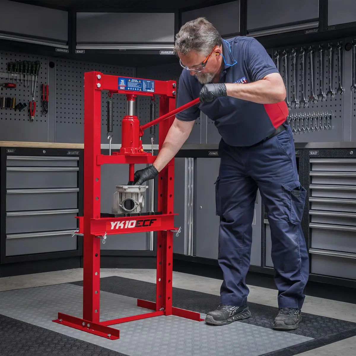 Sealey Hydraulic Floor Type Press 10 Tonne White Rose Tools