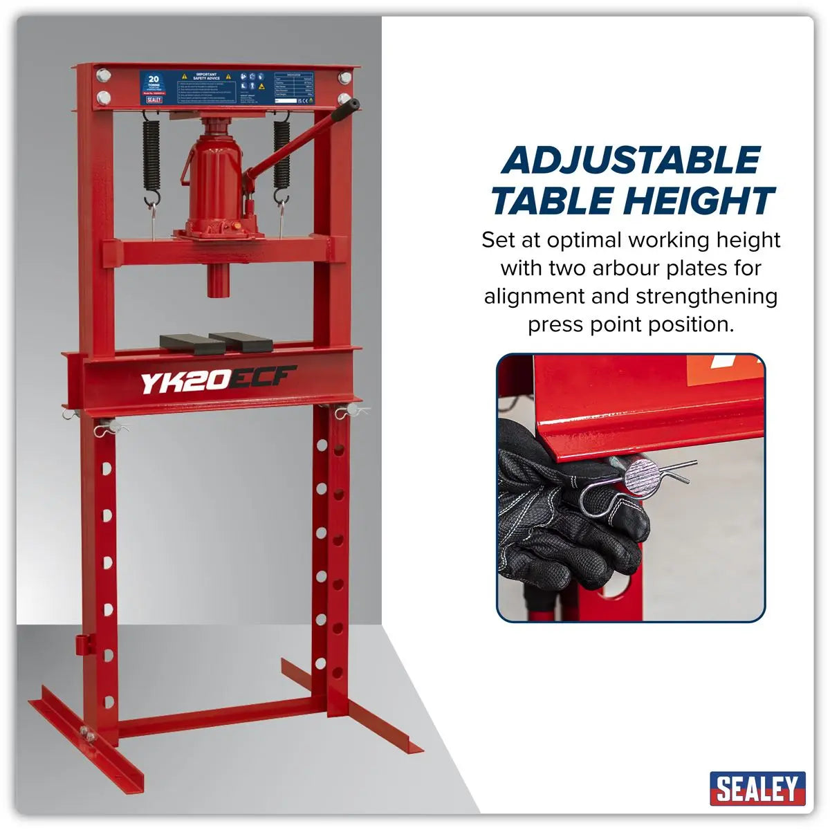 Sealey Hydraulic Floor Type Press 20 Tonne White Rose Tools