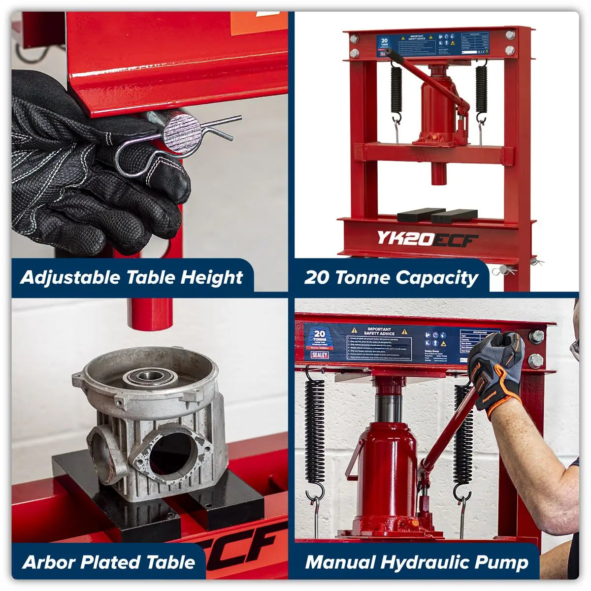 Sealey Hydraulic Floor Type Press 20 Tonne White Rose Tools