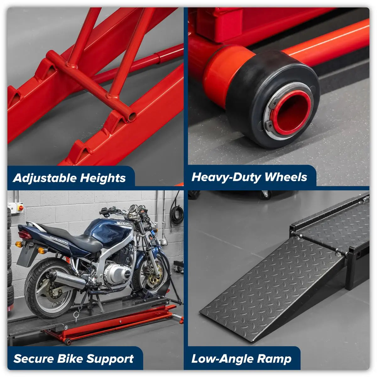 Sealey Hydraulic Motorcycle Lift 450kg Capacity White Rose Tools