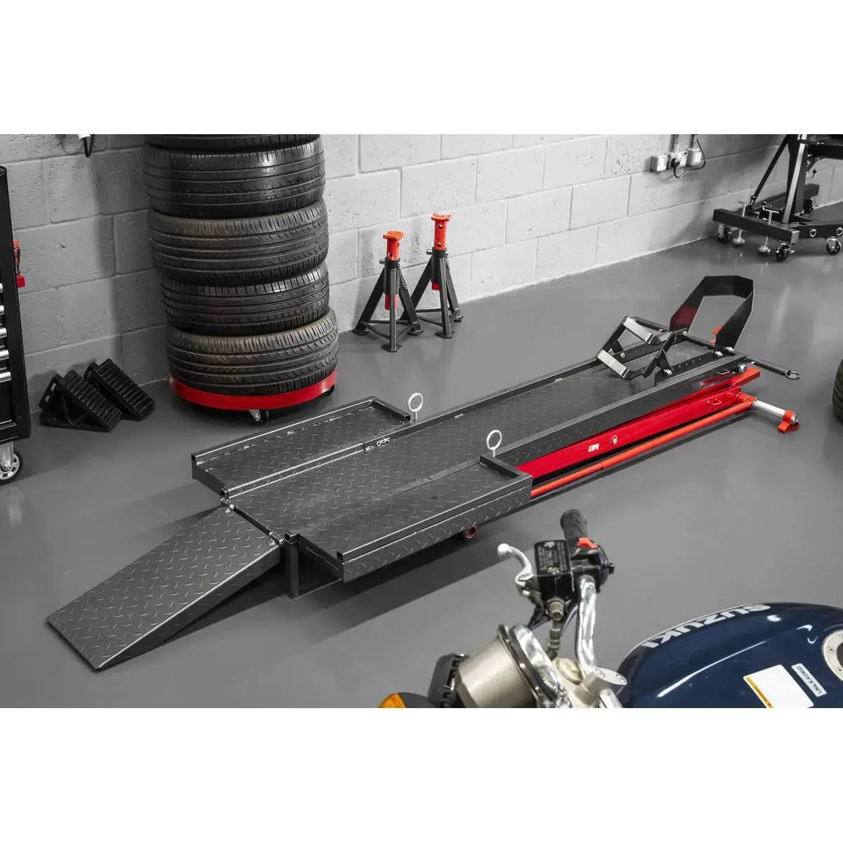 Sealey Hydraulic Motorcycle Lift 450kg Capacity White Rose Tools
