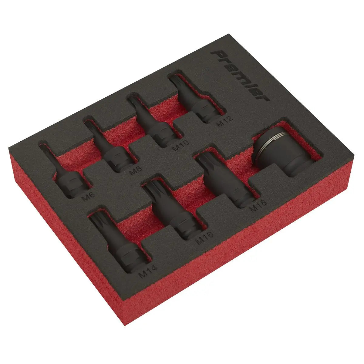 Sealey Impact Spline Socket Bit Set 8 Piece 3/8" Drive M6-M18 in EVA Storage Tray