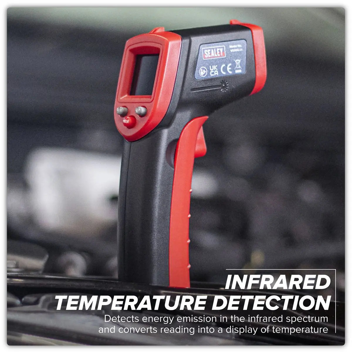 Sealey Infrared Laser Digital Thermometer 12:1 Faults Car Van White Rose Tools