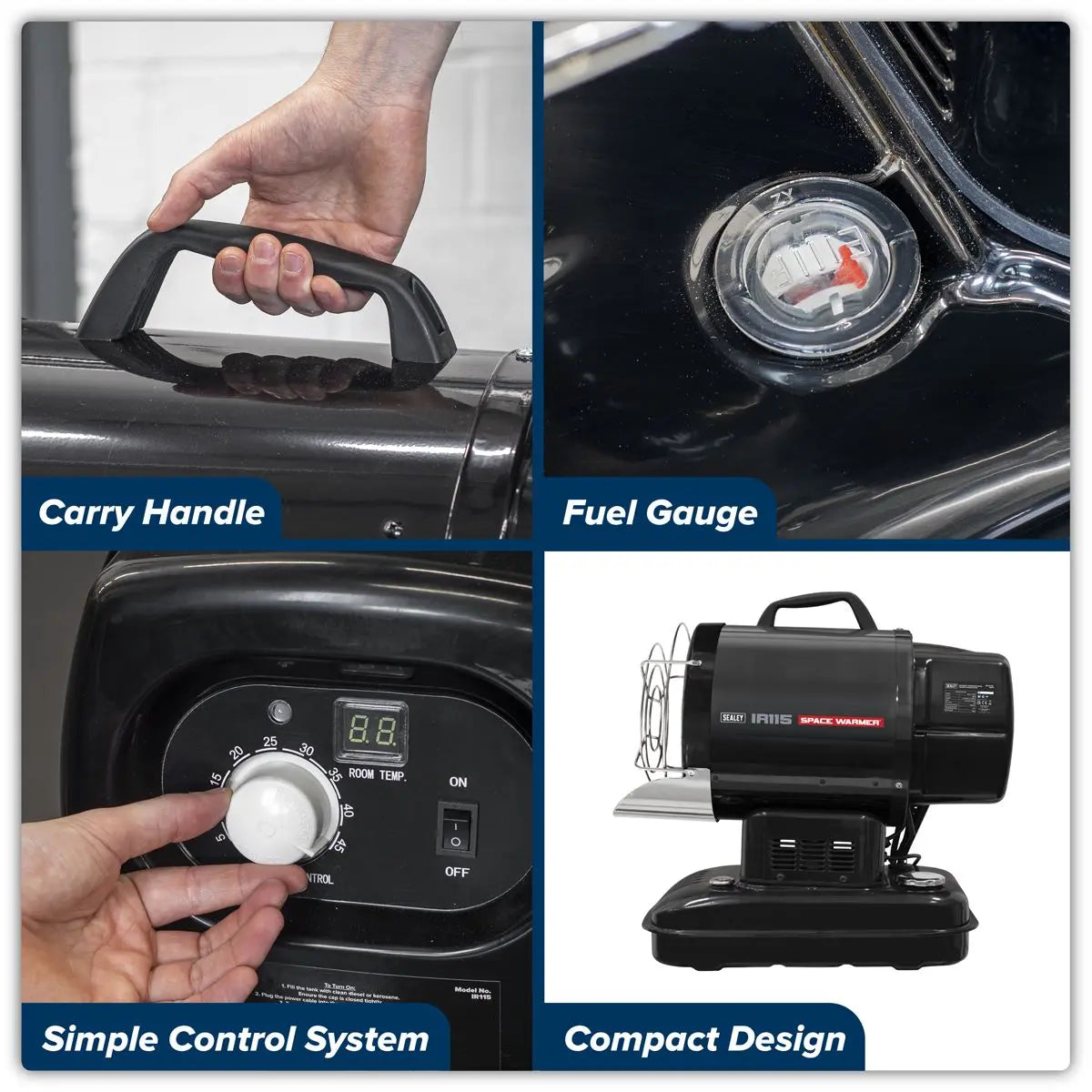 Sealey Infrared Space Warmer® Kerosene/Diesel Heater 51,000Btu/hr White Rose Tools