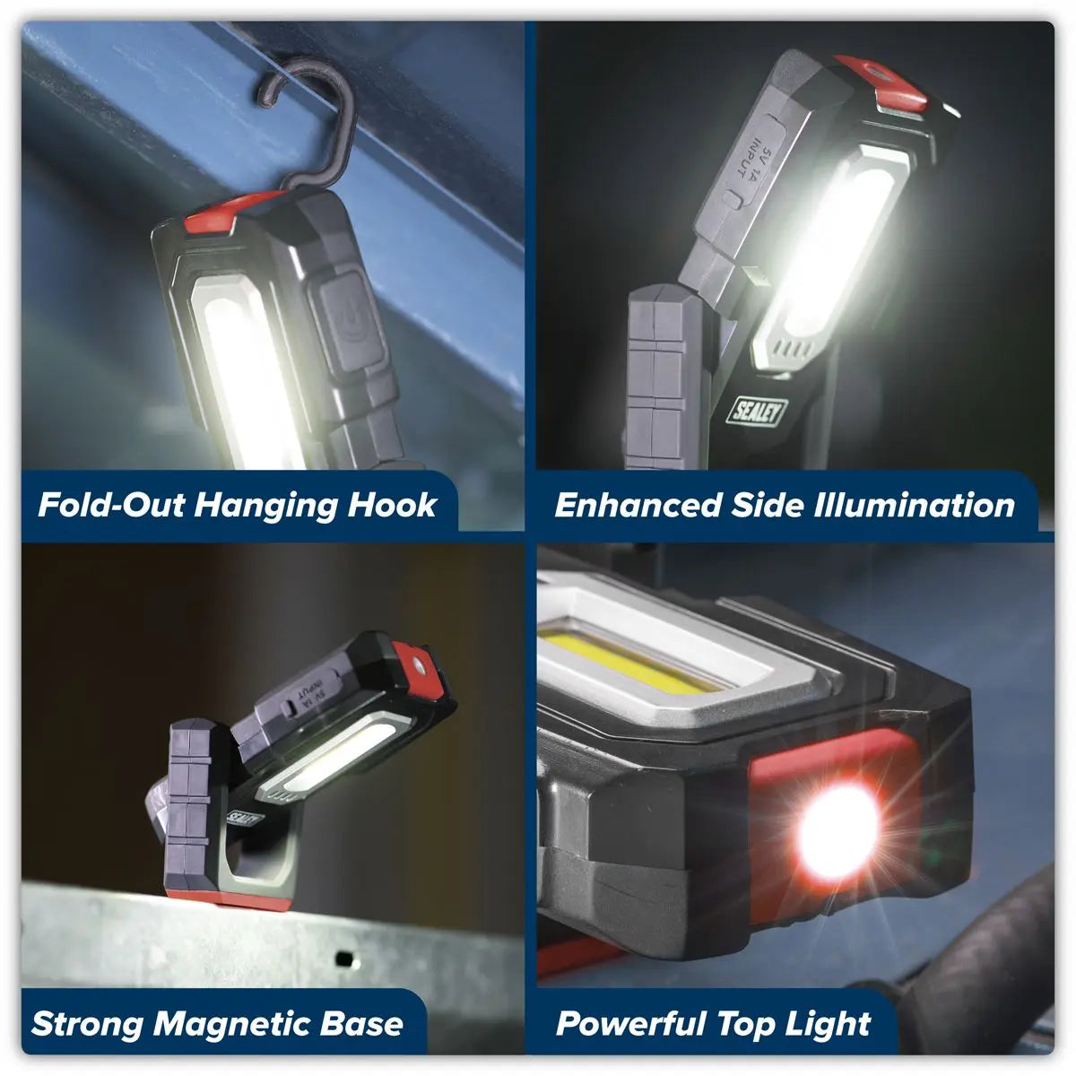 Sealey Inspection Light 3W COB & 1W SMD LED - Wireless Rechargeable White Rose Tools