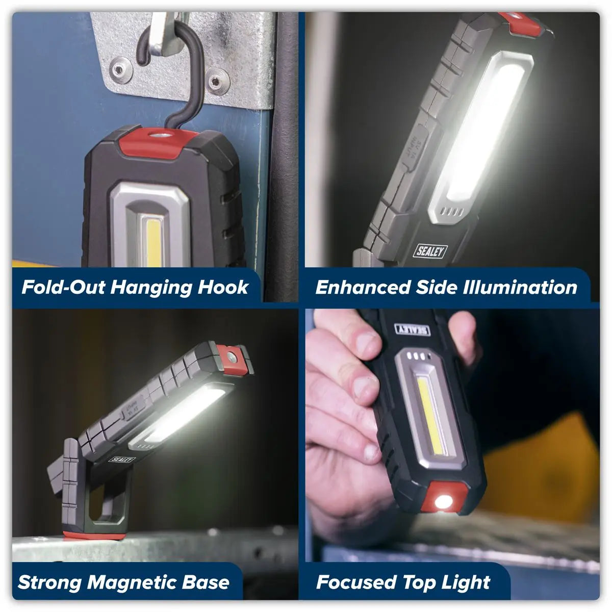 Sealey Inspection Light 5W COB & 1W SMD LED - Wireless Rechargeable White Rose Tools