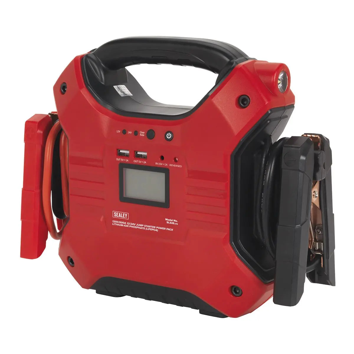 Sealey Jump Starter Power Pack Lithium-ion Phosphate (LiFePo4) 12/24V 1200/600 Peak Amps