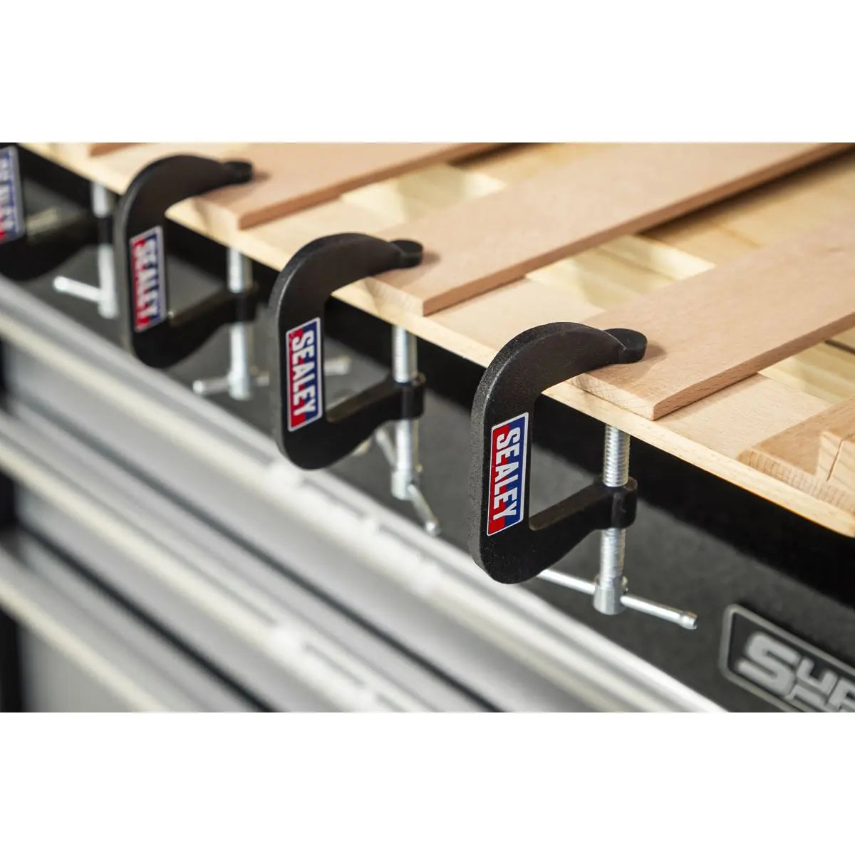 Sealey Junior C-Clamp 8pc Set - 28mm x 28mm White Rose Tools