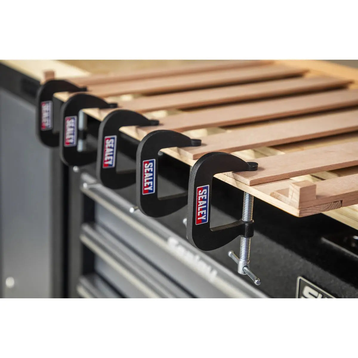 Sealey Junior C-Clamp 8pc Set - 38mm x 38mm White Rose Tools