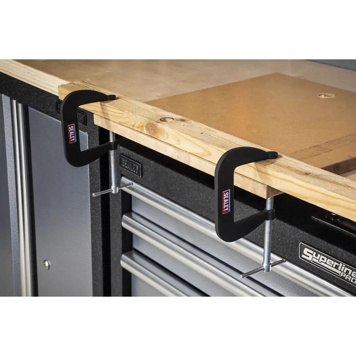 Sealey Junior C-Clamp Set 4pc - 64mm x 64mm White Rose Tools